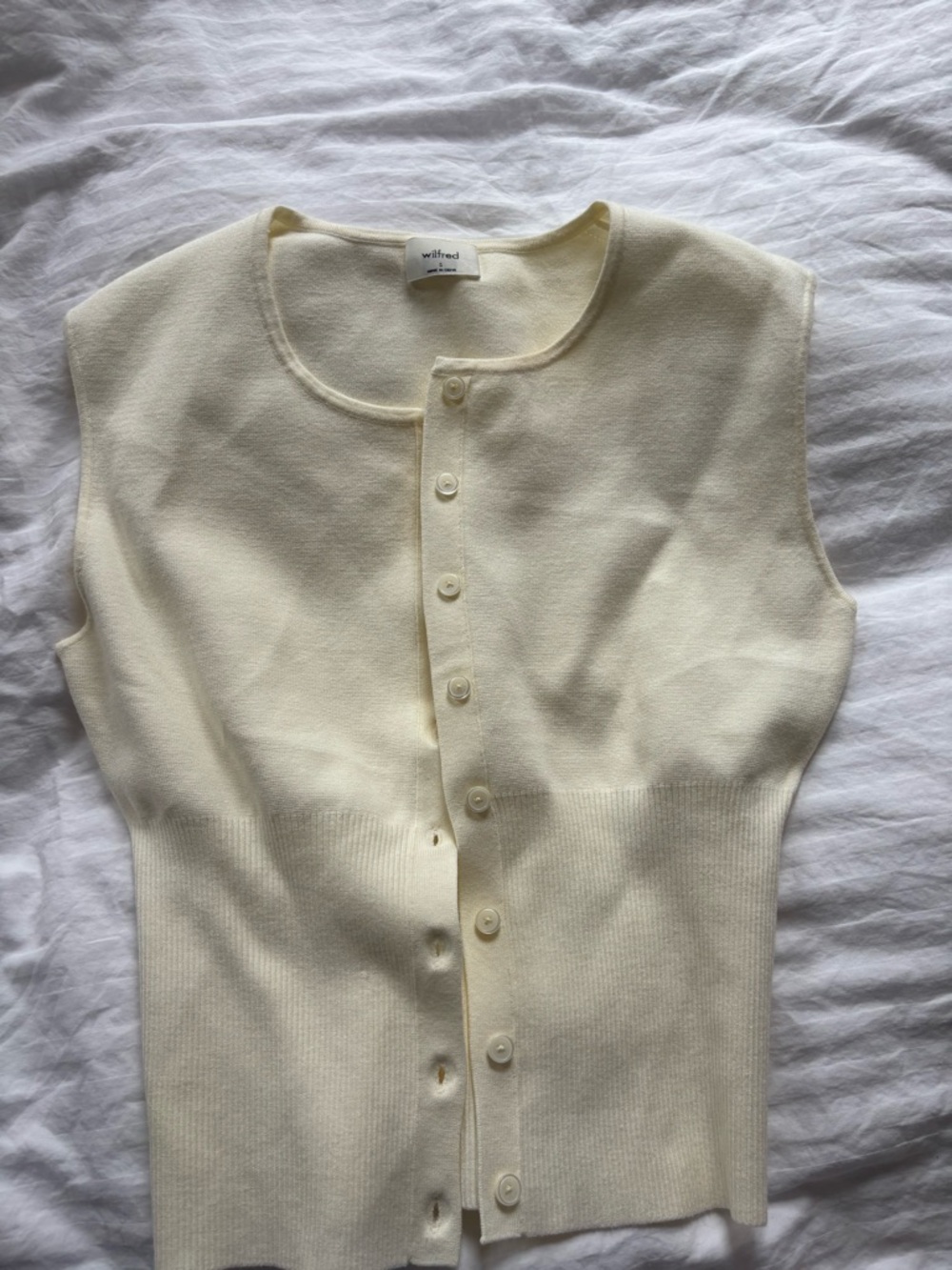 Wilfred Cream Button-Front Knit Shell